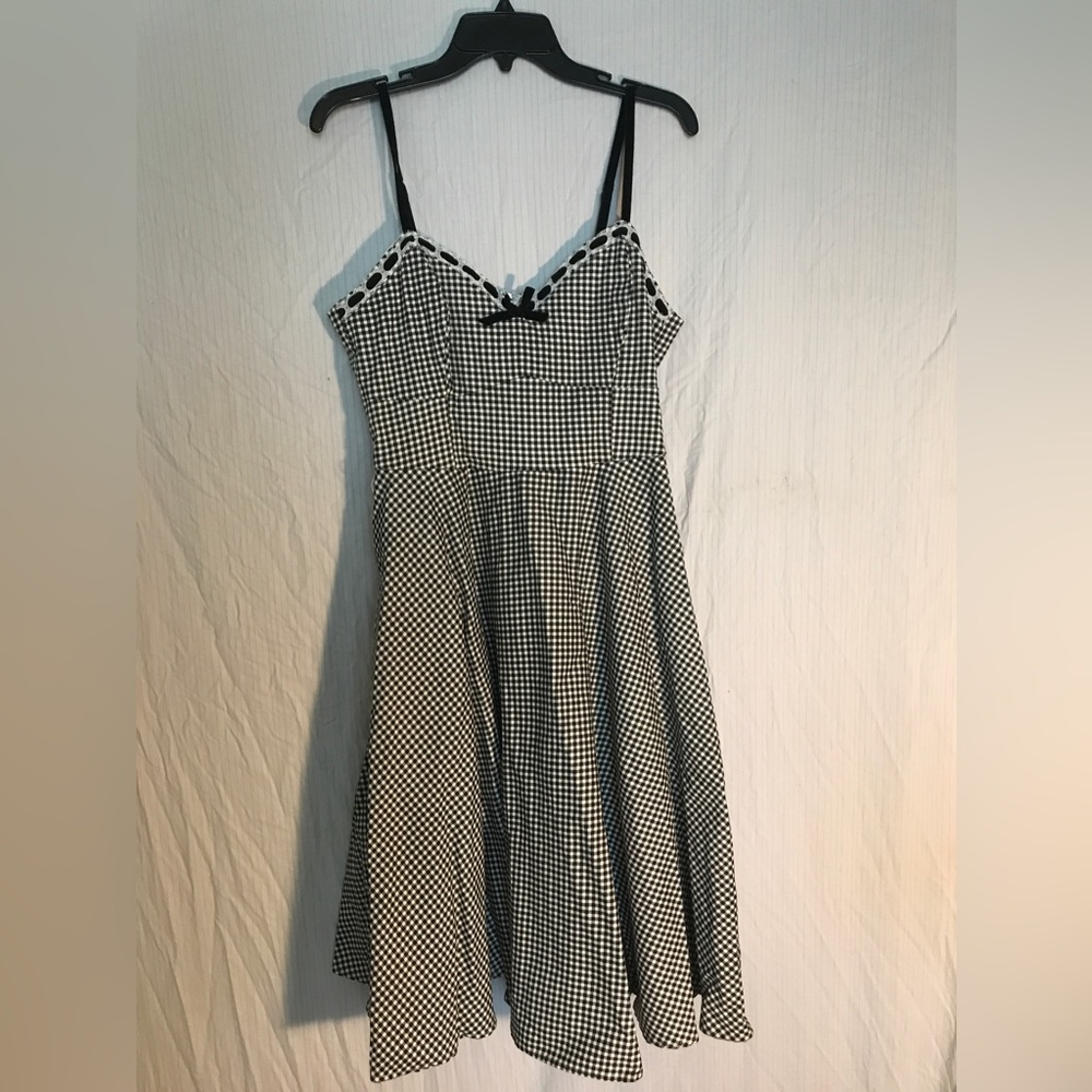 Unique Vintage x Micheline Pitt black and white gingham swing dress. Size XL.